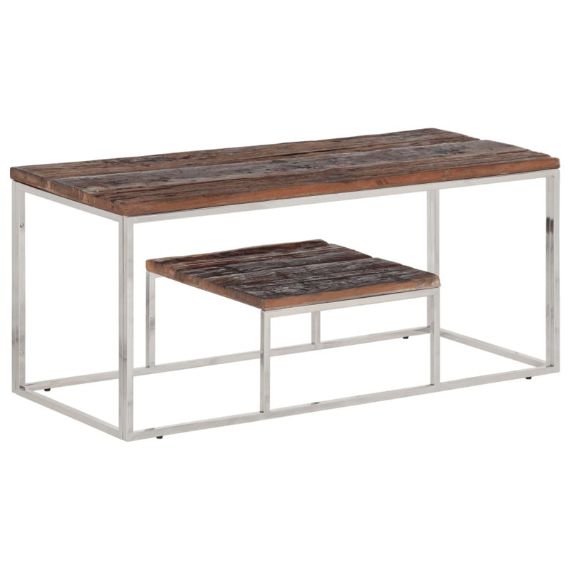 Pantia Frame Coffee Table with Storage, White, Dark Brown