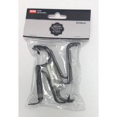 Supports de tringle réglables - Argent / 2 pièces (25 / 28mm)