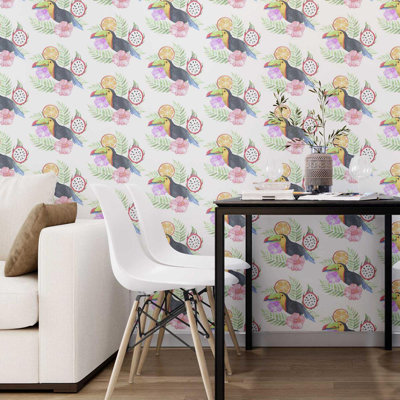 Rouleau de papier peint adhésif L 8,5 pi x l 24 po Rehm Tropical