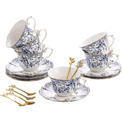 Bone china tea cup and saucer set