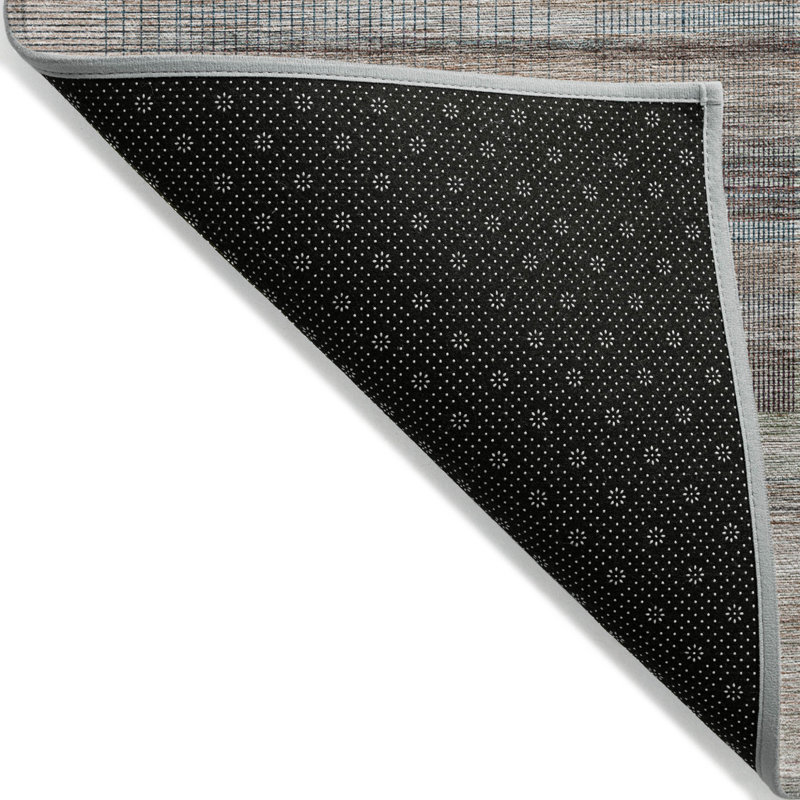 Tapis intérieur lavable rayé gris cuivre et bleu 8 pi x 10 pi