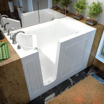 Ashton 52.8'' x 29.5'' Soaking Fiberglass Bathtub with Faucet