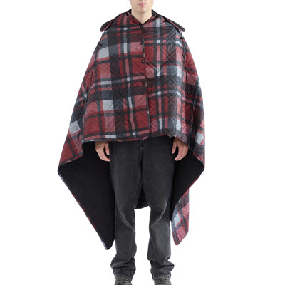 Coleman Hooded Outdoor Fleece-Lined Wearable Throw Blanket in Burgundy, Water-Resistant, Detachable Hood - One Size Fits Most (45" x 72")