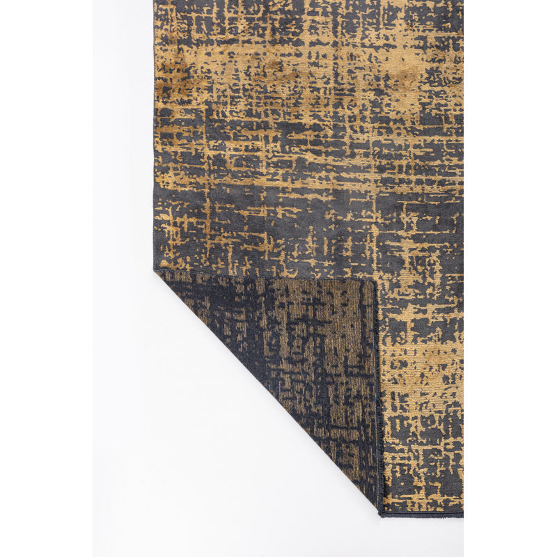 Rapture Black/Yellow Abstract Luxury Area Rug, Rectangle 7'10" x 11'2"