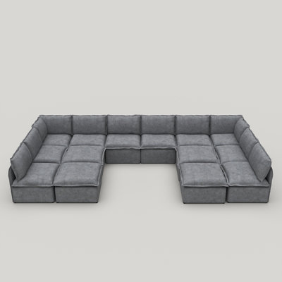 Advait 14-Piece Modular Slipcover Sectional Sofa With Lightweight Iron Frame & Ottoman