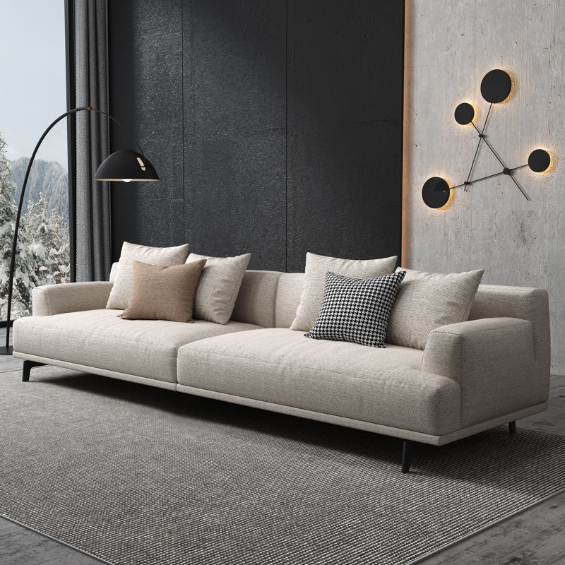 Canapé modulaire de 110 po avec revêtement en mélange de coton comprenant 4 coussins de dossier et 2 coussins décoratifs