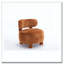 Chaise d'appoint sans accoudoirs en fourrure avec dossier incurvé et pieds en bois massif rembourrés-888474033