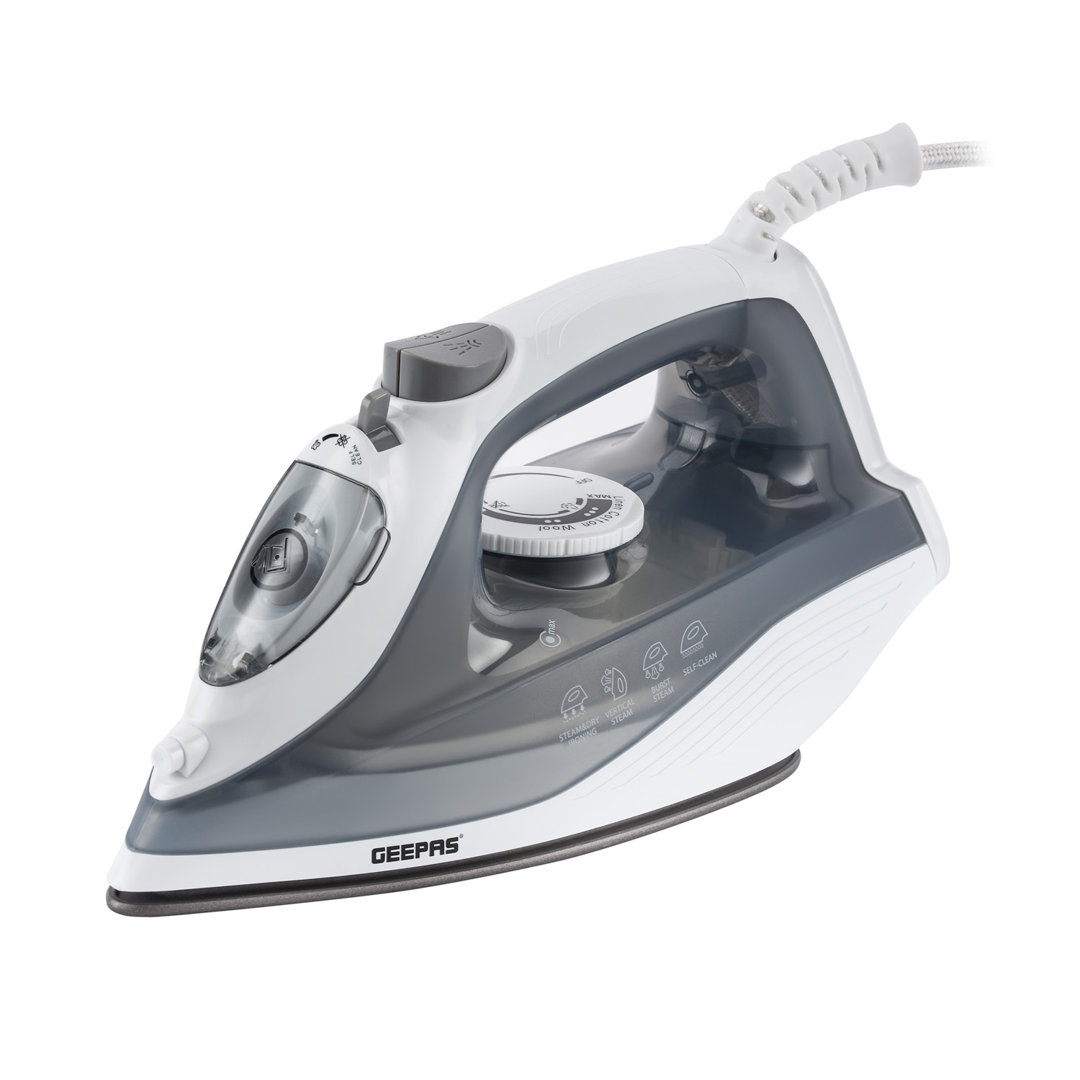 GEEPAS Steam Iron | Clothes Dry & Steam Press | 35s Fast Heat-Up, Vertical Steaming | Nonstick Soleplate & Adjustable Temperature | 210ml Water Tank w