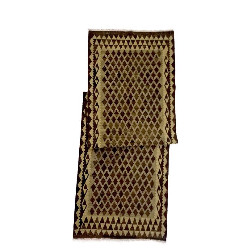 Runner Rasberry Geometric Hand Woven 110cm X 380cm Area Rug