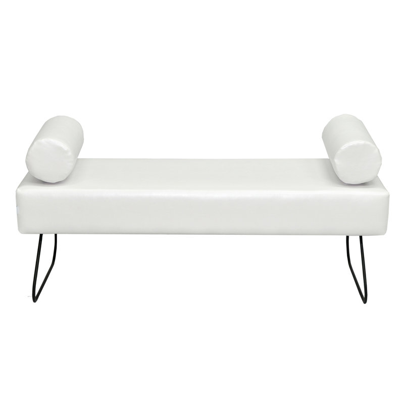 Eco Faux Leather Upholstered Bench, White