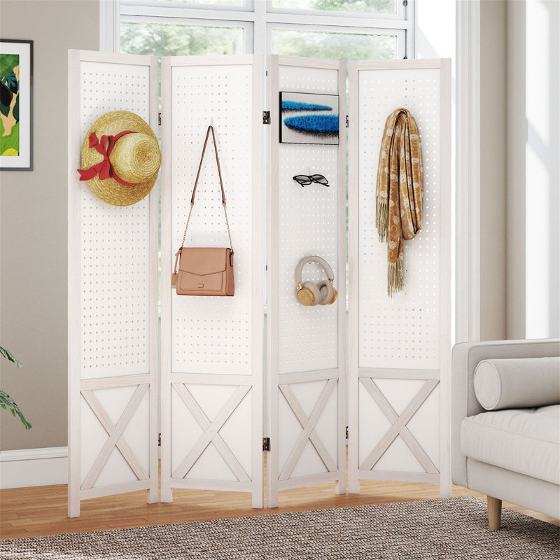 162cm W x 170cm H 4 - Panel Solid Wood Folding Room Divider