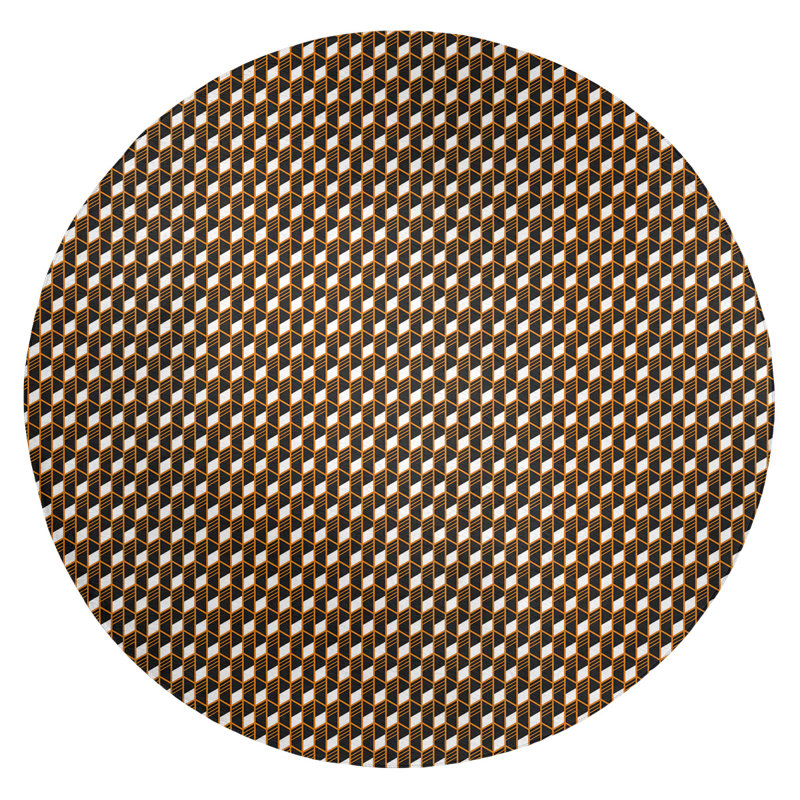 Tapis de zone orange géométrique classic, Rond 5 pi