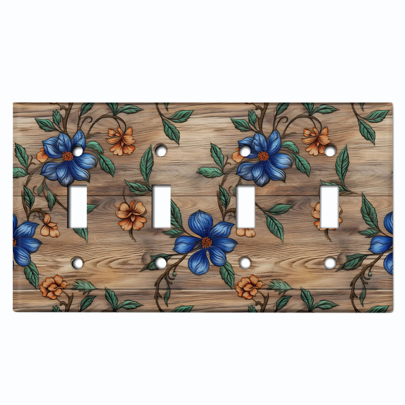 Copper Rust Patina Teal Print 4 - Gang Toggle Light Switch Standard Wall Plate