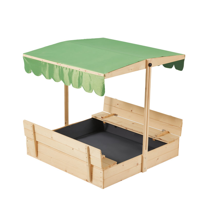 EROMMY 43.7'' x 43.3'' Solid Wood Square Sandbox with Cover
