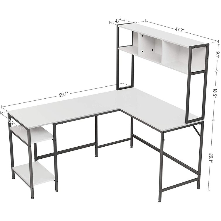 L-Shape Desk Inbox Zero Color (Top/Frame): White, Size: 29.13'' H x 50.4'' W x 41.33'' D