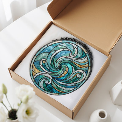 Panneau de vitrail Swirling Waves ， 7,8H