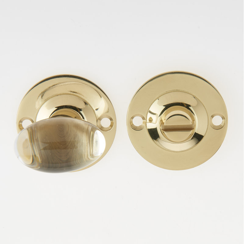 SC Oval Glass Turn & Release, Polished Brass