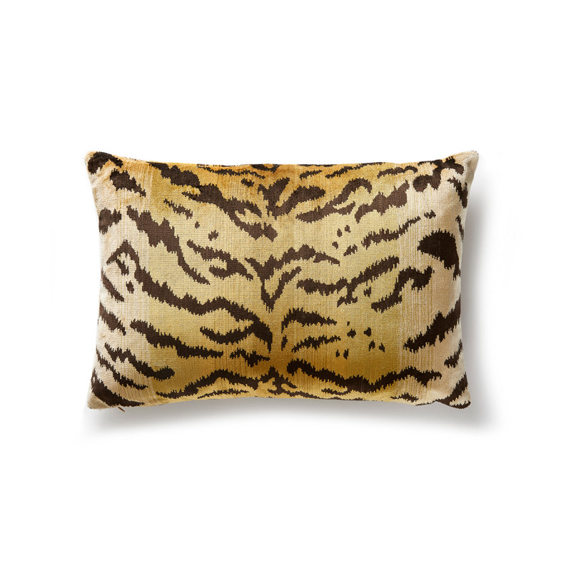 Wild Glamour Silk Pillow Cover & Insert, Ivory/Black, Rectangular, 14" H x 22" W
