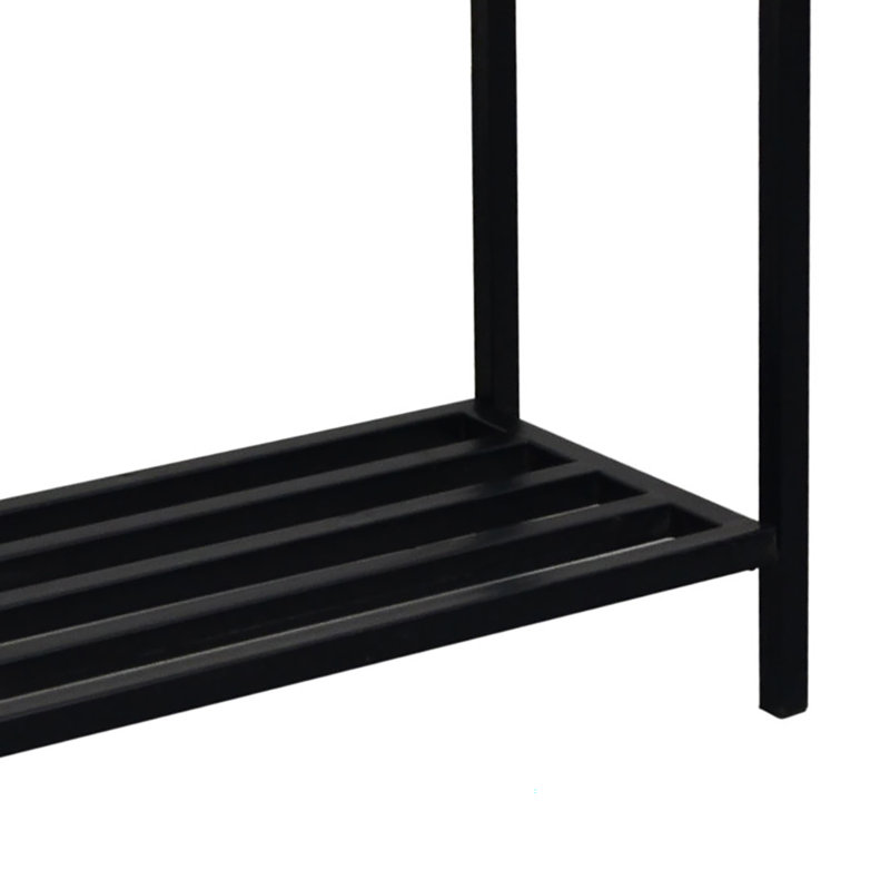 Modern Black 31" x 14" x 34" Console Table with Steel Frame and Shelf Storage