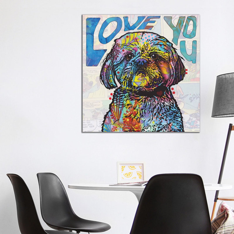 Love You Shih Tzu by Dean Russo - Giclee Art Print on Canvas, No Frame, 93.98 cm H x 93.98 cm W x 3.175 cm D