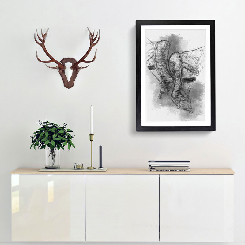 The Feet of a Ballet Dancer in Abstract - Picture Frame Graphic Art Print, Black Framed, 65cm H x 48cm W x 2cm D