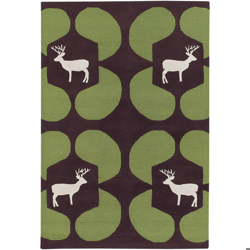 Tapis Valencia en laine touffeté à la main à motif géométrique vert Valencia, Rectangle 7 pi 9 po x 10 pi 6 po