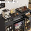 Armoire-bar 47,6 po avec espace de réfrigérateur, buffet moderne avec portes en verre et tiroirs pour la salle à manger, noir