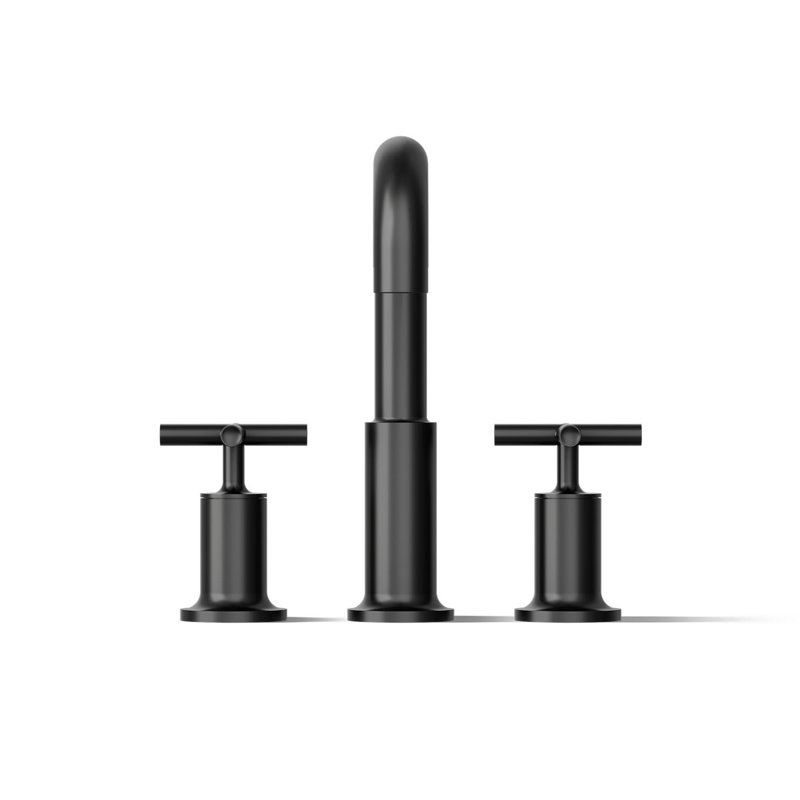 Purist Deck-Mount Bath Faucet Trim for High-Flow Valve with Cross Handles, Matte Black