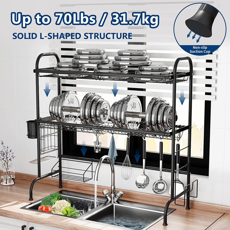 Dish Drying Rack,Fuleadture 2 Tier Kitchen Plate Rack with