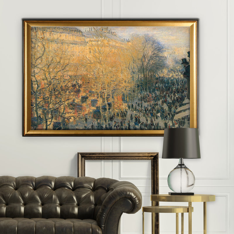 « carnaval boulevard » par claude monet, reproduction de peinture à l’huile, H 27 po x l 39 po x P 2 po, Cadre doré