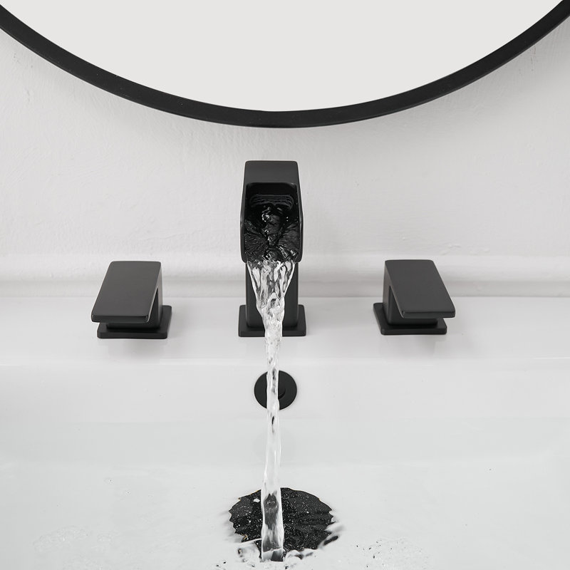 Widespread 2-handle Bathroom Faucet with Drain Assembly, Matte Black