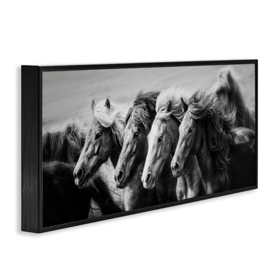Monochrome Horse Herd Gallop Framed Giclee Art, design by PHBurchett