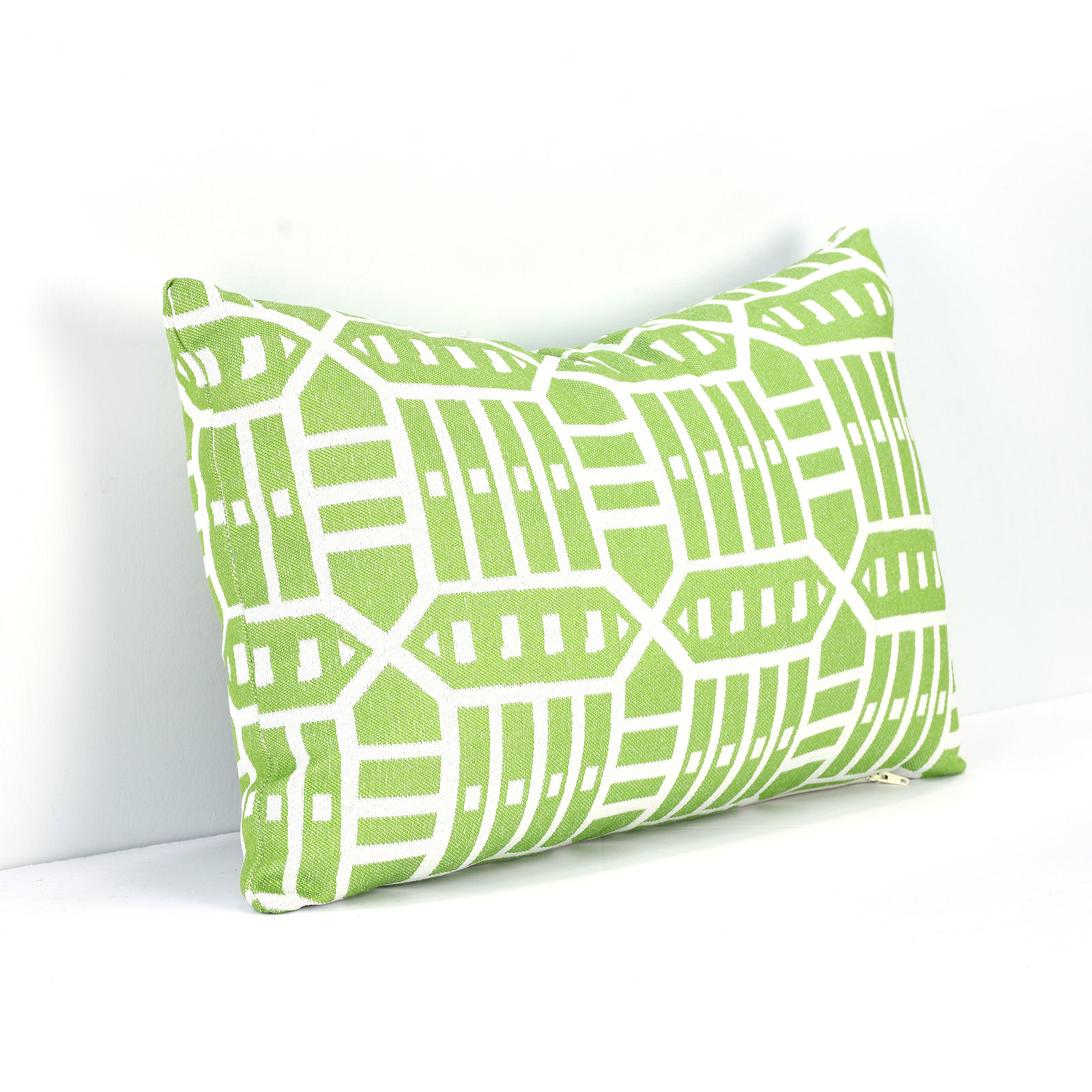 Pacifica Geometric Indoor/Outdoor Lumbar Throw Pillow, Green