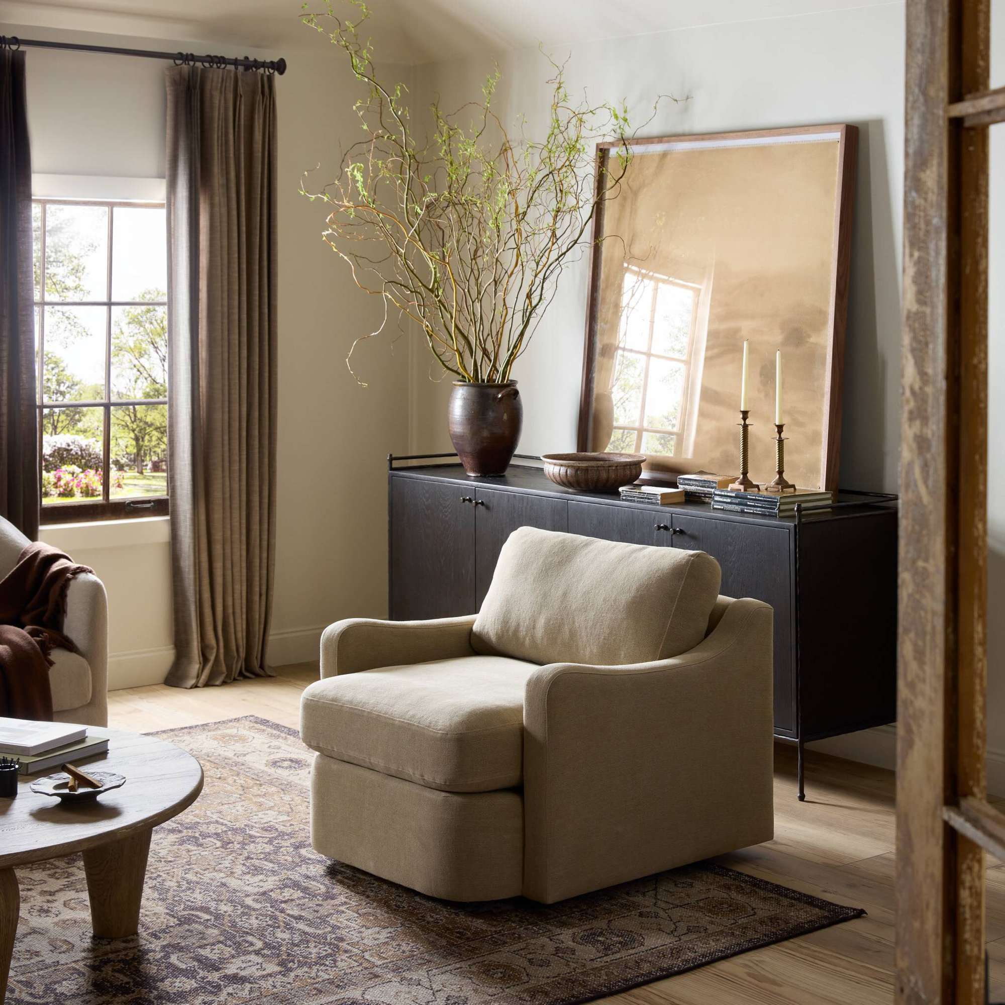 Aurelia Swivel Chair, Broadway Canvas