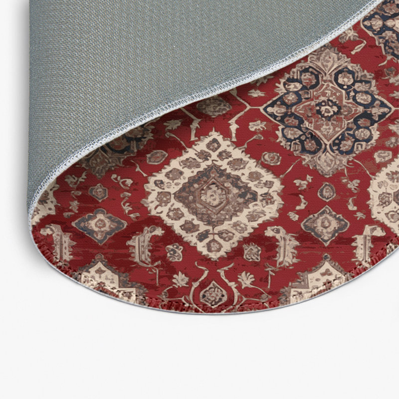 Persian Black Indoor and Outdoor Area Rug, Round 5'