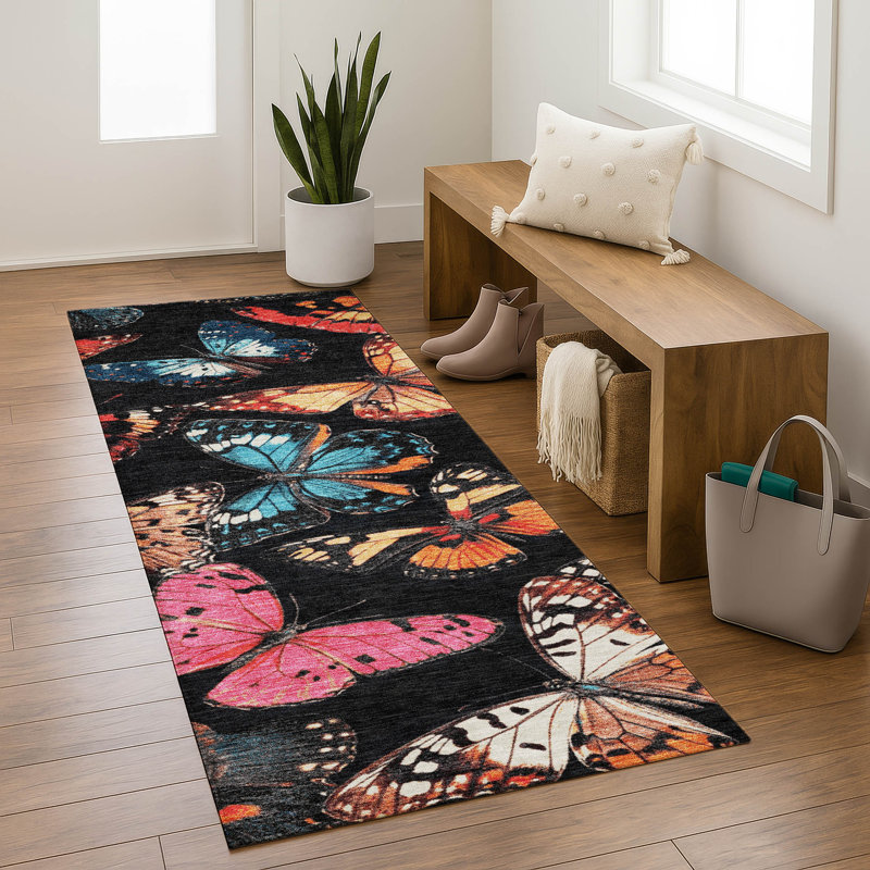 Premium Machine Washable Mayfield AMF2201 animal Rug, 2'3" x 7'6" Runner, Black
