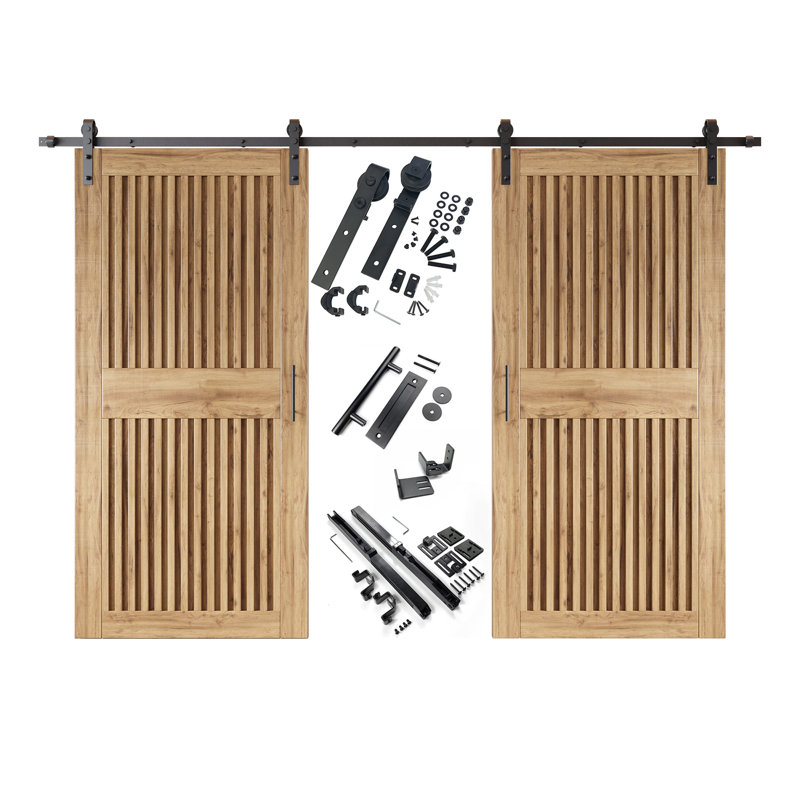 Portes de grange verticales non assemblées et finies avec quincaillerie d'installation non encastrée Homacer Double 50 po x 84 po Homacer