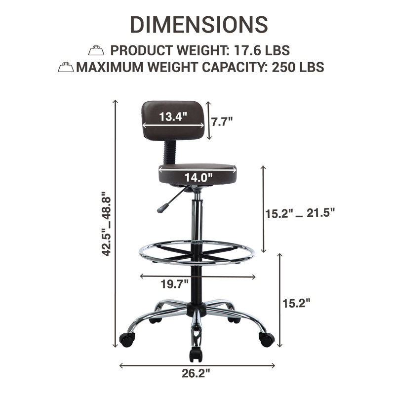 Tabouret de dessinateur avec repose-pieds Miyana Comfy, Espresso