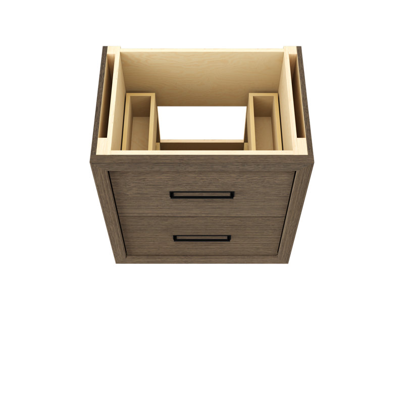 Ensemble de meuble-lavabo simple à deux tiroirs Avalon, 30", Fumé moderne, Noir mat