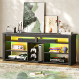 Inzel 63" TV Console for 70 inch TV, Tall TV Stand with Led, Media Console with Adjustable Storage Shelves
