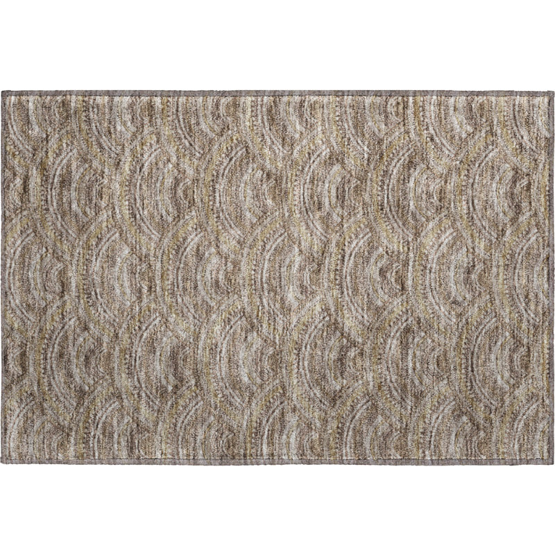 Premium Machine Washable Prisco Brown Rug, Rectangle 1'8" x 2'6"