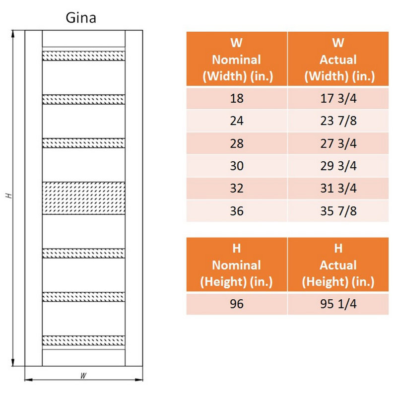 Porte française Gina, Blanc noble, 63,5 po x 95,24 po, À gauche