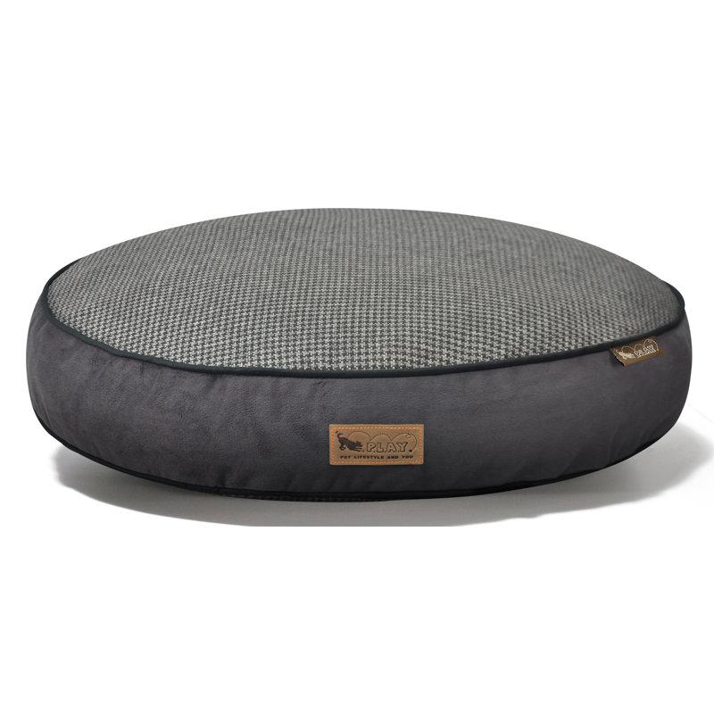 Lit pour chien Houndstooth, Grand (l 42 po x P 42 po x H 5 po), Noir / Gris
