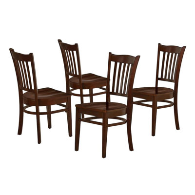 Dining Chairs Set of 4, Solid Wood Seat, Oak Finish, Traditional Style