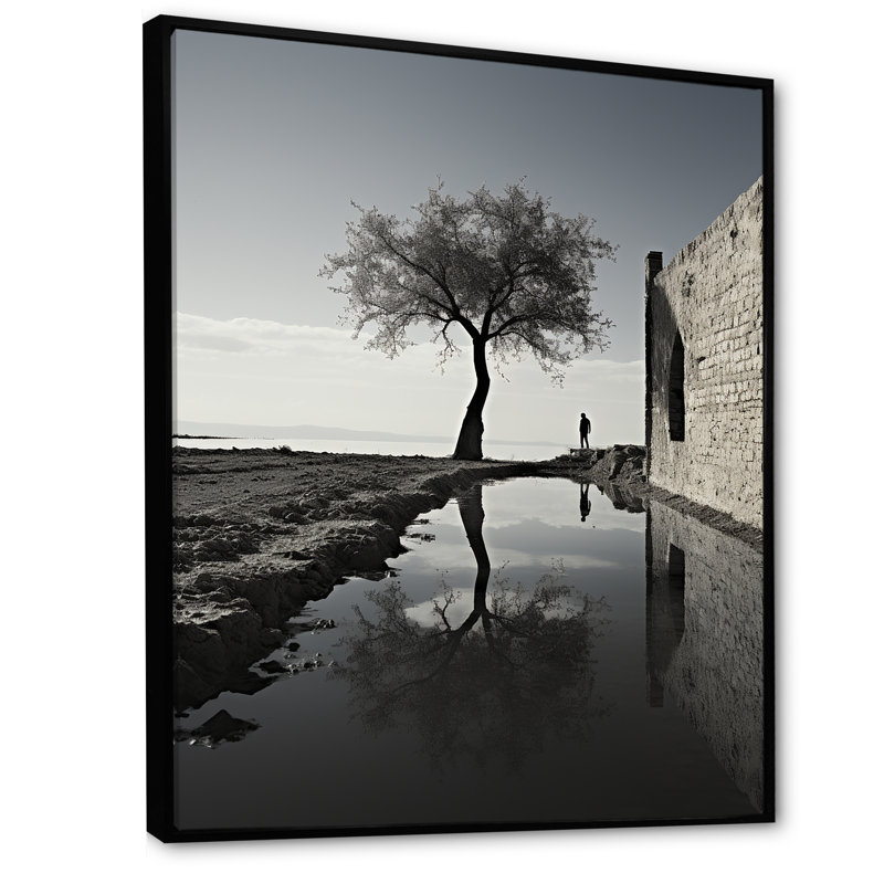 «Tree Near House Mimalisme Scenery - Buildings», reproduction d'art sur toile_106431, H 40 po x l 30 po x P 1,5 po