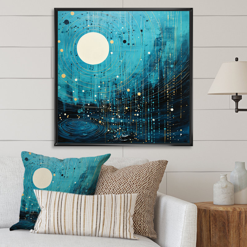 Bleu minimalisme horizon II - impression, Cadre flottant noir, H 30 po x l 30 po x P 1 po