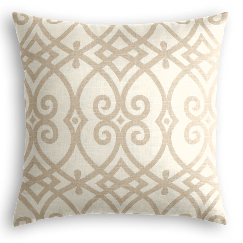 Scrolling Along Linen Square Pillow Cover & Insert, 16" x 16", Light Gray/Ivory