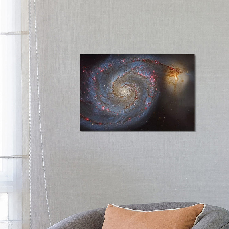 The Whirlpool Galaxy (NGC 5194) And Its Companion (NGC 5195) by Roberto Colombari - Wrapped Canvas Print
