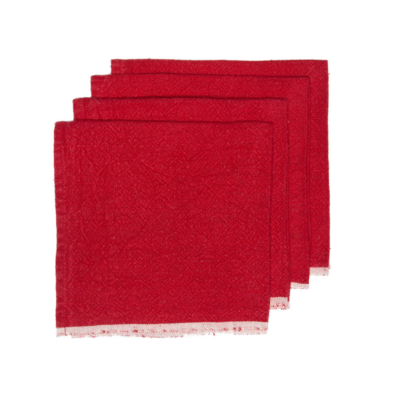 Chunky Linen Square Napkins, Red