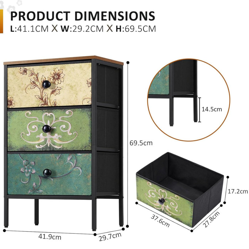 41.9cm W Manufactured Wood Bedside Table